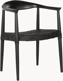 Sedia con braccioli in legno di teak e intreccio in pelle Bandelier