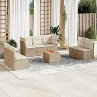 Set Divano da Giardino 8 pz con Cuscini Beige in Polyrattan 3255897