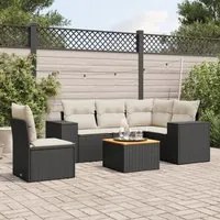 Set Divano da Giardino 6 pz con Cuscini Nero in Polyrattancod mxl 114128