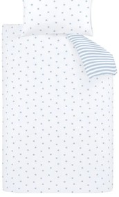 Set copripiumino e federa da bambini bianco e blu in cotone per letto singolo 135x200 cm Mini Star &amp; Stripes – Bianca