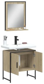 Set mobili da bagno 2 pz rovere sonoma in legno multistrato