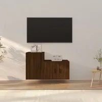 Set Mobili Porta TV 2 pz Rovere Marrone in Legno Multistrato 3188397