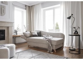 Chaise longue beige (con penisola a sinistra) con rivestimento in velluto a coste Chic Charlotte – Miuform