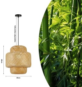 Immax 08267L - Lampadario a sospensione con filo HILO 1xE27/40W/230V diametro 38 cm bambù