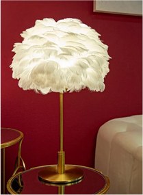 Lampada da tavolo bianca/dorata (altezza totale 50 cm) Ball Feather – Mauro Ferretti