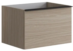Mobile sottolavabo e lavabo Pixel olmo rousseau e laccato opaco grigio carbone L 100 cm 1 vasca, 1 anta 1 cassetto