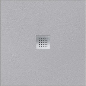 Piatto doccia SANYCCES in resina Strato grigio L 90 x L 90 x H 2.4 cm opaco effetto pietra