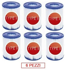 Bestway - Kit 6 pezzi 58094 Cartuccia filtro tipo ii per pompe da 2006/3028 Lt/h