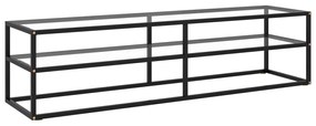Mobile Tv Nero Con Vetro Temperato 160x40x40 Cm /