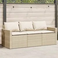 Divano da Giardino con Cuscini a 3 Posti Beige in Polyrattan 366344