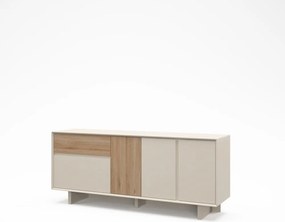 Cassettiera beige/di colore naturale con effetto rovere 180x76x45 cm Carpi – Marckeric