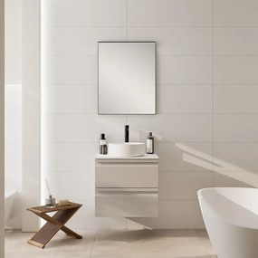 Mobile da bagno sospeso Pull con top gres calacatta L60 H56 P46,5 cm taupe
