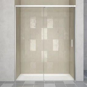Porta doccia scorrevole Jazz L 140 x H 200cm, Sp. 6 mm in vetro vetro senza finitura / trasparente profilo cromo