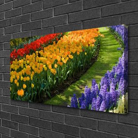 Quadro su tela Fiori del giardino dei tulipani 100x50 cm