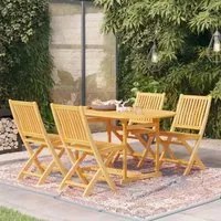 Set da Pranzo da Giardino 5 pz in Legno Massello di Teak cod mxl 58527