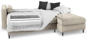 Divano letto angolare in velluto beige, angolo destro Santo - Milo Casa