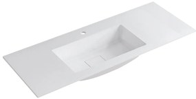Lavabo a incasso rettangolare vasca centrale L 120.5 x H 15 x P 46 cm in resina bianco lucido