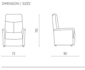 Poltrona recliner in nabuk con alzapersona elettrico AVANA TORTORA