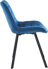 Sedia da pranzo in velluto Blu e gambe metallo nero - Roma 2 sedie