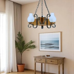 Brilagi - Lampadario a sospensione con catena QUEEN 3xE14/40W/230V faggio