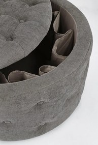 Pouf contenitore porta scarpe ERNESTINE in tessuto grigio scuro