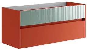 Mobile da bagno sospeso sotto lavabo L 119.5 x H 50 x P 45.5 cm verde opaco, 2 cassetti Niwa