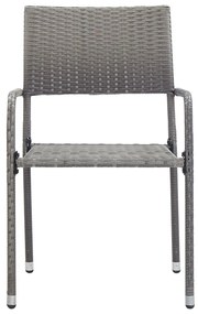 Set da pranzo da giardino 3 pz nero grigio polyrattan e acciaio