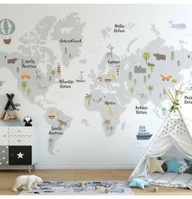 Carta da parati - Minimalist Map for Childrens Room Lavabile 250x175