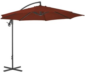 Ombrellone A Sbalzo Con Palo İn Acciaio 300 Cm Terracotta /