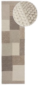 Passatoia beige tessuta a mano in misto lana 60x230 cm Minerals Patchwork - Flair Rugs