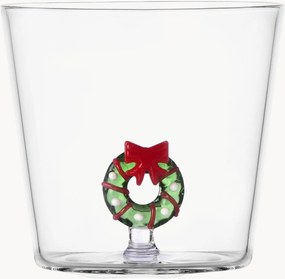 Bicchiere in vetro borosilicato fatto a mano con figura di ghirlanda natalizia Christmas Tales