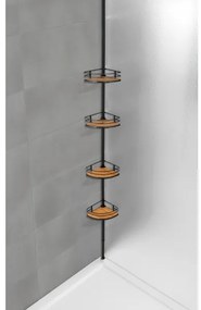 WENKO 24756100-Mensola angolare DOLCEDO 31x20 cm acciaio inox/nero/marrone