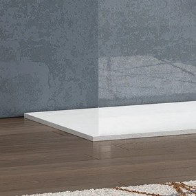 Kamalu - Parete doccia walkin 120cm staffe bianche vetro trasparente KW3000B