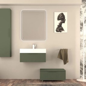 Mobile da bagno sotto lavabo Modula verde plissè laccato opaco L 70 x H 25 x P 44 cm 1 cassetto, lavabo non incluso