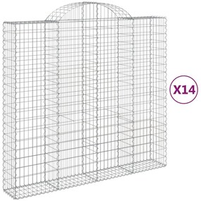 Cesti Gabbioni ad Arco 14 pz 200x50x180/200 cm Ferro Zincato