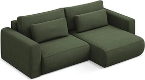 Divano angolare color kaki allungabile/con contenitore (con penisola a destra/con chaise lounge) Kapua – Makamii