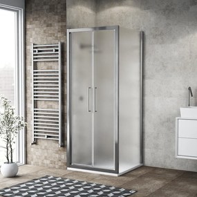 Box doccia con ingresso frontale saloon L 100 x H 195 cm, in vetro smerigliato SP. 6 mm, profilo argento cromato Record