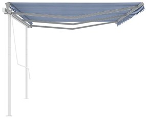 Tenda da Sole Retrattile Automatica con Pali 6x3 m Blu e Bianca