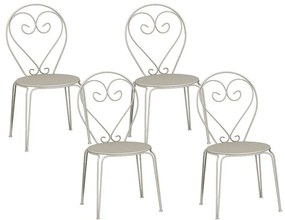 Sedia da giardino impilabile in Metallo Beige Stile ferro battuto - Lotto di 4 - GUERMANTES