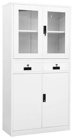 Armadio Per Ufficio Bianco 90x40x180 Cm İn Acciaio E Vetro /