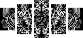 Quadri 5 pezzi – Mandala della salute in bianco e nero