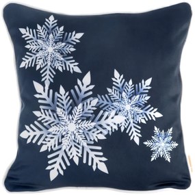 Federa natalizia blu decorata con fiocchi di neve Larghezza: 45 cm | Lunghezza: 45 cm