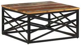 Tavolino Da Salotto 68x68x35 Cm İn Legno Massello Di Recupero /