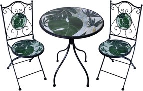 SINTRA - set due sedie e tavolo rotondo con decori