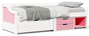 Dormeuse 3 Cassetti Senza Materasso Bianco&rosa 90x200 Cm Irun /