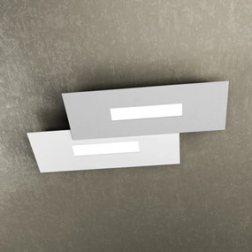 Plafoniera Moderna Rett. 2 Moduli Wally Metallo Bianco E Grigio 2 Luci 2G11 52Cm