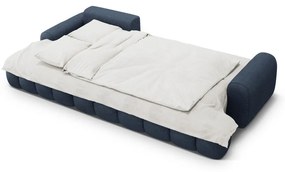 Divano angolare blu scuro allungabile/con contenitore (con penisola a sinistra/con chaise lounge) Linz – Cosmopolitan Design