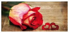 Stampa su legno Love Red Rose, multicolore 50 x 110 cm