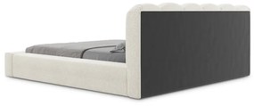 Letto matrimoniale imbottito crema con contenitore con griglia 180x200 cm Mano - Makamii