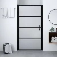 Porta per Doccia in Vetro Temperato Smerigliato 91x195 cm Nero 146662